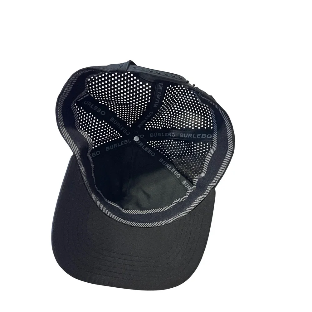 Burlebo Mens Performance Snapback Hat Black Laser Perforated Breathable Cap I13
